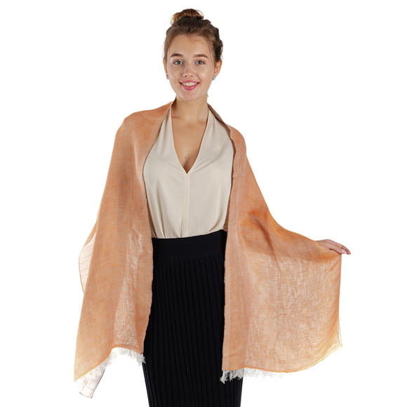BEYMEN WHITE BROWN ORANGE PALANKIN SCARFWOMENS SIZE 180X42